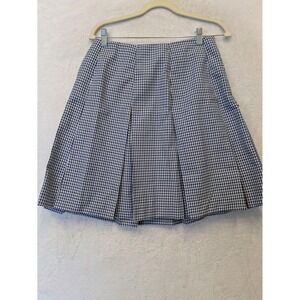 Dennis Uniform Juniors High Waist Box Pleat Skirt Blue Black White Plaid Size J9